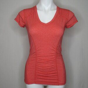 Zella Salmon Orange Ruched Front Athletic Activewear Top Women's S Small